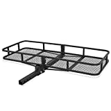 ARKSEN Heavy Duty Folding Cargo Rack Carrier Luggage Basket 2 Inch Receiver Hitch Fold Up for SUV Pickup Camping Traveling, 500 Lbs Capacity, 60 x 25 Inch - Black