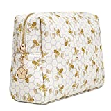 Luxury Makeup Bag for Purse Large Women Cosmetic Pouch for Toiletry Travel (White)