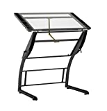 SD STUDIO DESIGNS Triflex Drawing Table, Sit to Stand Up Adjustable Office Home Computer Desk, 35.25" W X 23.5" D, Charcoal Black/Clear Glass