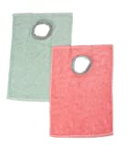 Full Coverage Ultra Absorbent Cotton Terry Towel Slip On Bib. Baby/Toddler Super Soft 99% Cotton with Comfortable Ribbed Neck, Mint Green & Peach Coral