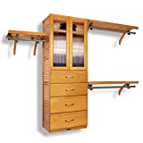 John Louis Home 16in Deep Deluxe Closet Organizer - 4 Drawers with Doors - 8in and 10in - Honey Maple Finish