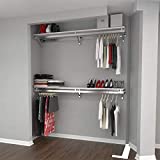 Arrange A Space RCMBX Premium 56" Top and Bottom Shelf/Hang Rod Kits White Closet System