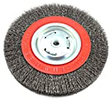 Forney 72762 Wire Bench Wheel Brush, Wide Face Coarse Crimped with 1/2-Inch and 5/8-Inch Arbor, 8-Inch-by-.014-Inch