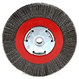 Forney 72751 Wire Bench Wheel Brush, Narrow Face Fine Crimped with 1/2-Inch and 5/8-Inch Arbor, 6-Inch-by-.008-Inch