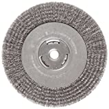 Weiler 36006 Vortec Pro 5/8" Arbor, 8" Diameter, 0.014" Wire Size, Carbon Steel Bristles, Wide Face, Crimped Wire Wheel Brush