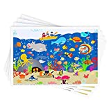Disposable Stick-on Placemats 40 Pack for Baby & Kids, Restaurant Table Topper Mat 12" x 18" Sticky Place Mats, Toddler Baby Placemat (Seabed Scuba Theme)