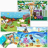 Disposable Stick-On Placemats for Baby - Farm, Ocean and Zoo Animals - Sticky Table Topper for Table - 40 Pack in 3 Designs