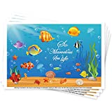 Table Topper Disposable Stick-on Placemats for Girls & Boys Kids Toddlers Baby , Reusable Portable Dining Table Mats Pads 12" x 18", 40 Count, Perfect to Home Restaurants Travel，Ocean Sea Life Theme