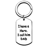 Dad Gifts from Son Daughter Dad Keychain Father Keyring Key Tags for Daddy Papa Men Jewelry for Father's Day Birthday (I Have A Hero I Call Him Dad)