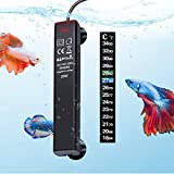 PGFUNNY 25W Aquarium Heater, Fish Tank Heater for Betta Smart Thermostat, Slim Design Fit 3 to 5 Gallon Tank, with Thermometer Strips