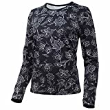 Hang Ten Womens Long Sleeve Rashguard with UPF 50+ (Small, White/Black)