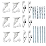 6 Sets White Ceiling Hooks for Hanging Plant, Heavy Duty Swag Toggle Hooks with Hardware