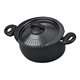 Bialetti Oval Aluminum 5.5 Quart Pasta Pot with Strainer Lid, Nonstick, Black