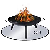 Fire Pit Mat 36 Inch, Upgrade 3 Layer Thicker Wood Stone Concrete Composite Deck Patio Lawn Porch Mat Protector Round Fireproof Pad Under Fire Pit BBQ Grill Smoker Chimenea Indoor Outside (36 INCH)