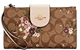 Coach Tech Phone Wallet Clutch Bag In Signature Canvas With Everygreen Floral Print
