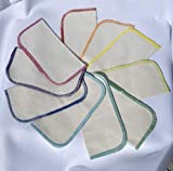 2 Ply Organic Flannel Washable Baby Wipes 8 x 8 Inches Set of 10 Your Choice of Thread Color