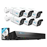 REOLINK 4K Security Camera System, 6pcs H.265 PoE Wired Bullet 4K Cameras with Person Vehicle Detection, 4K/8CH NVR Recorder with 2TB HDD for 24-7 Recording, RLK8-800B6