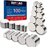 DIYMAG 100Pcs Refrigerator Magnets, 5 Different Size Small Magnets, Tiny Round Disc Fridge Magnets for Office, Hobbies, Crafts, Whiteboard Magnets, Dry Erase Board Magnets and Push Pins Magnets