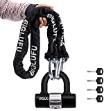 BIGLUFU Motorcycle Lock Chain Locks with 4Keys 16mm U Lock, 150cm/5ft Heavy Duty Long Chain, Cut Proof 12mm Thick Chains, Ideal for Motorcycles, Motorbike, Bike, Generator, Gates, Bicycle, Scooter