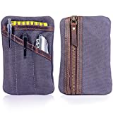 Waxed Canvas EDC Pocket Organizer (6” x 4” x .5”) – Compact EDC Pouch for Men – Multi-Tool Back Pocket Tool Pouch for Notebook/Mobile, Pen & EDC Gears –Everyday Quick Grab Carry EDC Wallet