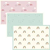 Hippypotamus Disposable Placemats Baby - Pack of 60 BPA Free Table Toppers for Kids and Toddlers - Extra Sticky Travel Mat for Restaurant (Cream/Sage/Blush)