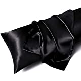 MR&HM Satin Body Pillow Cover, 20x54 inches Body Pillow Case for Adults, Silk Satin Cooling Body Pillow Pillowcase with Envelope Closure (20x54, Black)