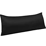 NTBAY Zippered Satin Body Pillow Pillowcase, Silky Slip Cooling Body Pillow Cover, Long Side Hidden Zipper, 20 x 54 Inches, Black