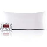 Mellanni Silk Pillowcase for Hair and Skin - Both Sides 100% Pure Natural Mulberry Silk - Body Pillow Cover - 19 Momme - Hidden Zipper Closure Pillow Case - (Body 20" X 54", White)