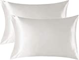 Satin Pillowcase - White Pillow Cases for Hair and Skin, King Size Set of 2 Bed Pillowcases, Faux Silk Body Pillow Cover, 20 x 40 Inches Slip Pillow Case 2 Pack with Envelope Closure