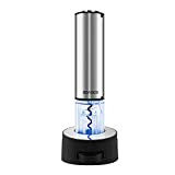EZBASICS Electric Wine Opener Set, Cordless Stainless Steel Automatic Electric Wine Bottle Opener Corkscrew with Foil Cutter, Included Recharging Base