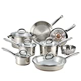 T-fal Ultimate Stainless Steel and Copper Cookware Set 13 PIece Induction Pots and Pans, Dishwasher Safe Silver