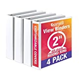 Samsill Economy 3 Ring Binder Made in the USA, 2 Inch Round Ring Binder, Customizable Clear View Cover, White Bulk Binder 4 Pack