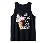 Will Run For Ice Cream Lover T-Shirt, Distressed Funny Tee Tank Top