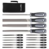 Amazon Basics File Set with Carry Case - T12 Drop Forged Alloy Steel - Includes 4-Piece Large Files and 12-Piece Needle Files