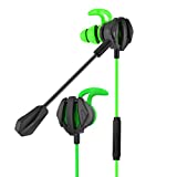 Eachbid Gaming Wired Earphone 3.5mm in-Ear Headphones with Dual Mic Gaming Headset for PS4 PUBG 3D Earbuds for Tablets Notebook Computer Green