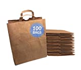 Reli. Paper Grocery Bags w/ Handles (100 Pcs, Bulk)(12"x7"x14") Large Paper Grocery Bags, Shopping Bags w/ Handles - Heavy Duty 57 Lbs Basis - Takeout / To Go Bags, Retail Bags, Brown Kraft Paper Bags