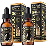 K2xLabs Buster's Organic Hemp Oil for Dogs and Pets, 555,000 Max Potency, Large 60ml Bottle, Made in USA - Miracle Formula, Perfectly Balanced Omega 3, 6, 9 - Relief for Joints, Calming (2Pack)