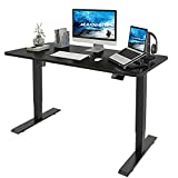 Adjustable Height Electric Standing Desk, Ergonomic Stand Up Desk for Home Office, Sit Stand Desk with 48 x 24 Inch Whole Piece Board, Quick Assembly Adjustable Table, Black Frame/Black Top