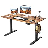 FEZIBO Height Adjustable Electric Standing Desk, 48 x 24 Inches Stand up Table, Sit Stand Home Office Desk with Splice Board, Black Frame/Rustic Brown Top