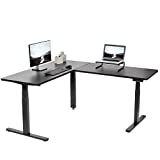 VIVO Electric Height Adjustable 67 x 60 inch Corner Stand Up Desk, Black Solid One-Piece Table Tops, Black Frame, L-Shaped Standing Workstation, DESK-KIT-3E6B