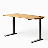 Fully Jarvis Standing Desk 60" x 30" Natural Bamboo Top - Electric Adjustable Desk Height from 25.5" to 51" with Memory Preset Controller (Rectangle, Alloy Frame)