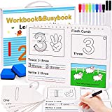 Crisschirs Preschool Workbook Number Busy Book Dry Erase Letters Practice Book with Marker, First Learn, Trace and Write Number, Practice line tracing, Pen Control