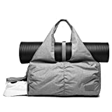 Y.U.M.C. Travel Yoga Gym Bag for Women, Carrying Workout Gear, Makeup, and Accessories, Shoe Compartment and Wet Dry Storage PocketsMediumGrey