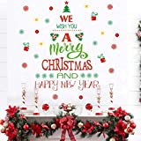 Merry Christmas Quotes Wall Decals(43 decals), Happy New Year Quotes Stickers, Christmas Tree Mistletoe Stars Fireworks Candle Snowflake Wall Art for Christmas Party Supplies Window Clings Door fridge