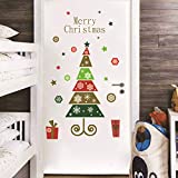 Bamsod Merry Christmas Quotes Wall Decals Happy New Year Quotes Stickers, Christmas Tree Mistletoe Stars Fireworks Candle Snowflake Wall Art for Christmas Party Supplies Window Clings Door Fridge