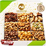 Holiday Christmas Nuts Gift Basket in White Box (9 Piece Set) Xmas 2021 Idea Food Arrangement Platter, Birthday Care Package Variety, Healthy Kosher Snack Tray for Adults Women Men Prime