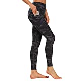 Houmous Women's High Waisted Pattern Yoga Pants 7/8 Length Leggings with Pocket(Deep Grey Camo,S)