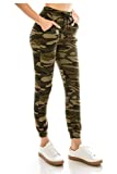 ALWAYS Women Drawstrings Jogger Sweatpants - Super Light Skinny Fit Premium Soft Stretch Camo Military Army Pockets Pants S