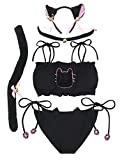 JustinCostume Women's Cosplay Lingerie Set Kitty Keyhole Cute Hot Outfit L Black