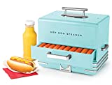 Nostalgia Extra Large Diner-Style Steamer, 20 Hot Dogs and 6 Bun Capacity, Perfect for Breakfast Sausages, Brats, Vegetables, Fish-Aqua
